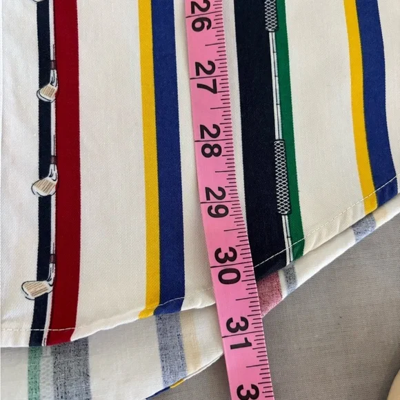 Vintage Chaps Ralph Lauren Novelty Golf club Striped print Men's Shirt Large - Picture 8 of 11